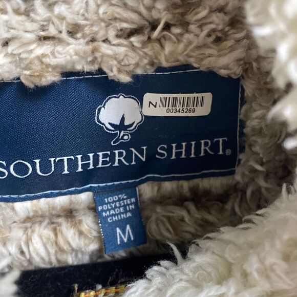 Southern Shirt Cream & Brown Quarter Zip Sherpa Size Medium - Picture 4 of 6
